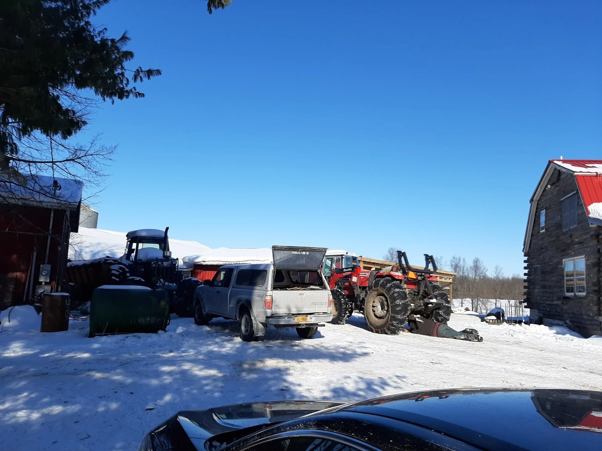 Farm equipment in the snow